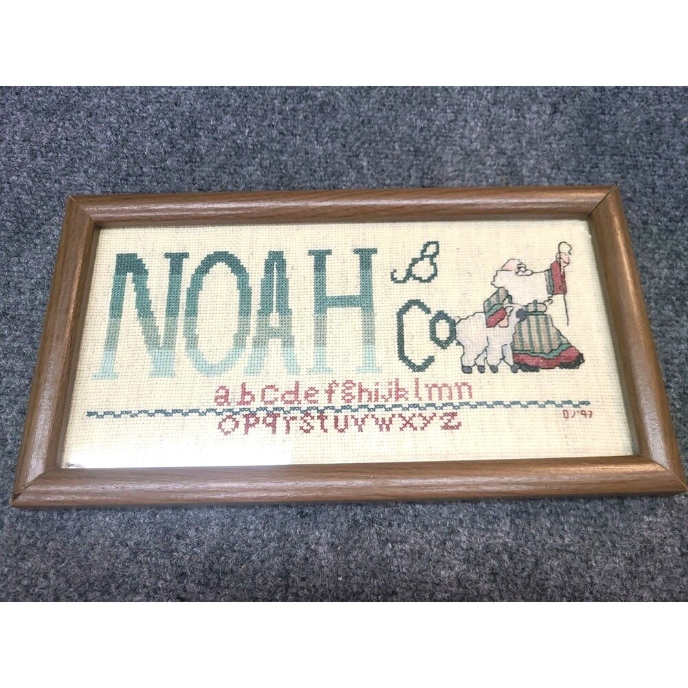 Vintage 1997 NOAH  & Co Cross Stitch Sampler 13" X 7"